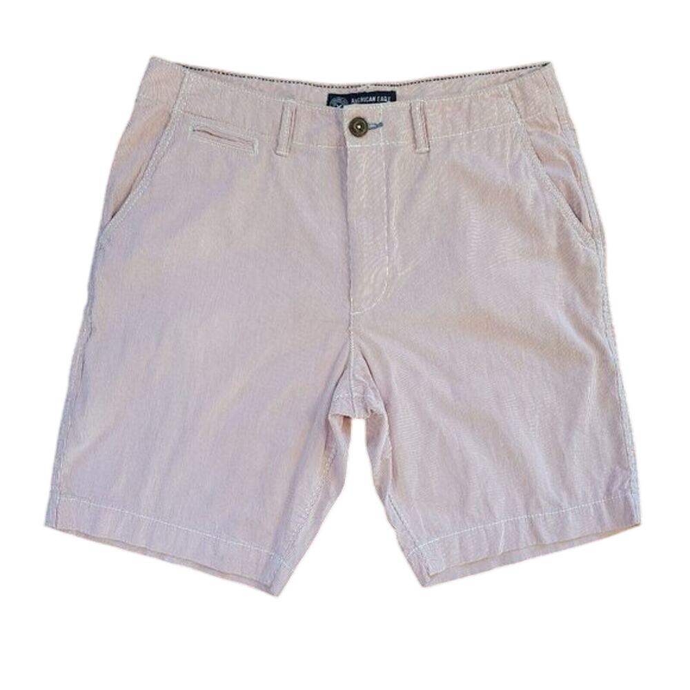 American Eagle Chino Shorts Mens 34 Candy Stripe Flat Front Preppy Classic Comfy